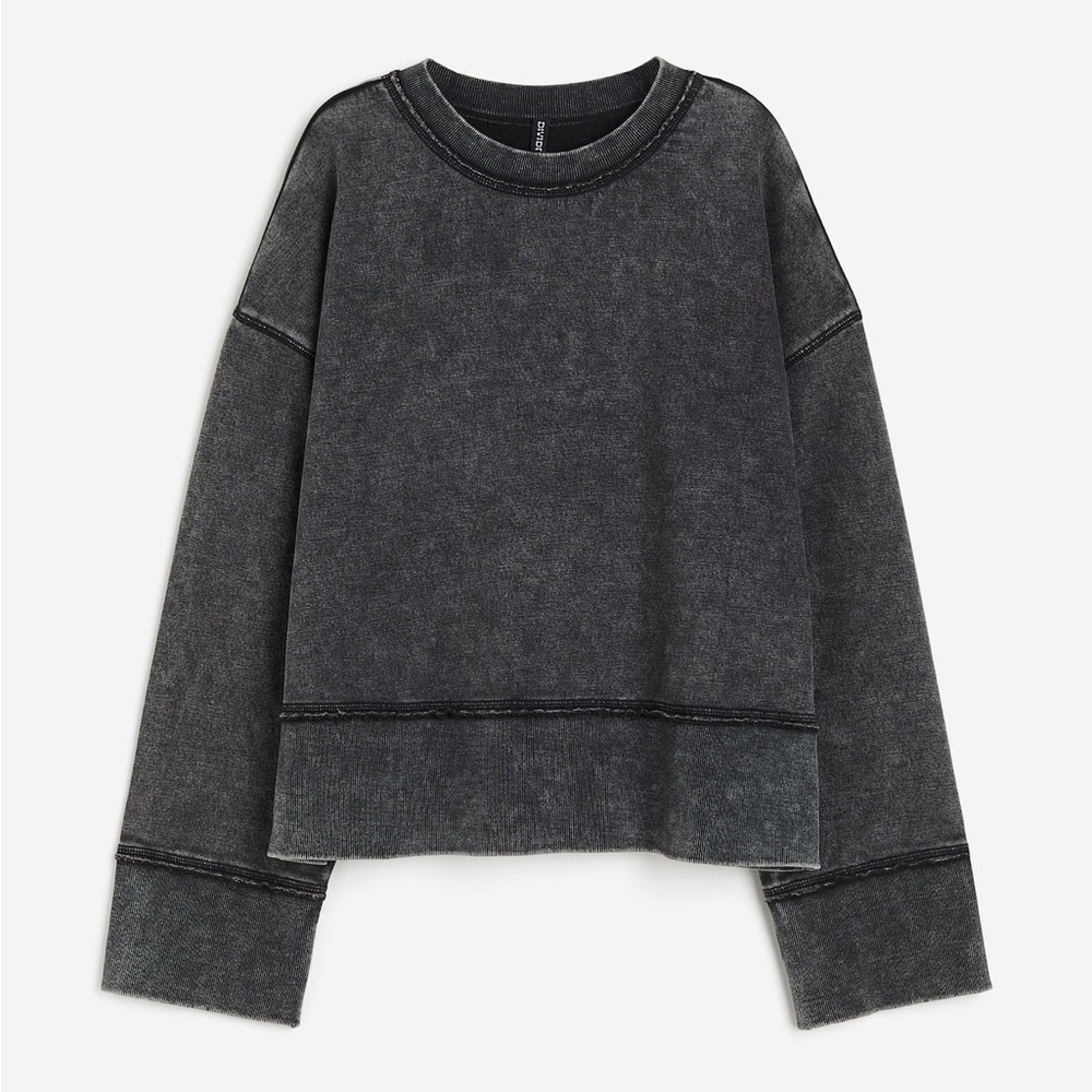 H&M Charcoal Crew Neck Oversized Sweatshirt size S - Picture 2 of 8